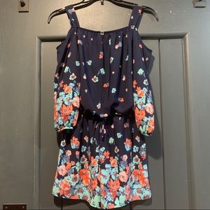 My Michelle Navy Floral Romper/Jumper Cold Shoulder